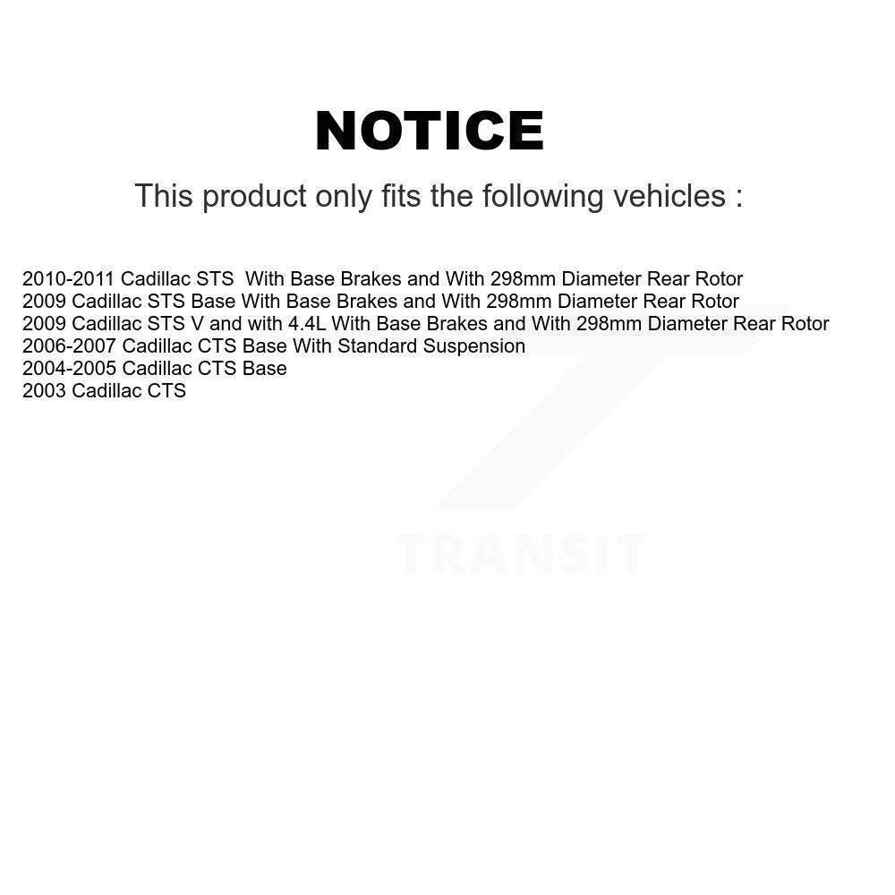 Rear Disc Coated Rotors Semi-Metallic Pads Parking Shoes & Hardware Kit For Cadillac CTS KGS-103349