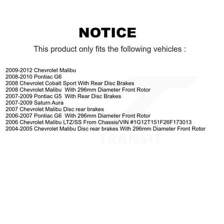 Front Coated Brake Rotor Ceramic Pad Kit For Chevrolet Malibu Pontiac G6 Cobalt G5 Saturn KGT-100025