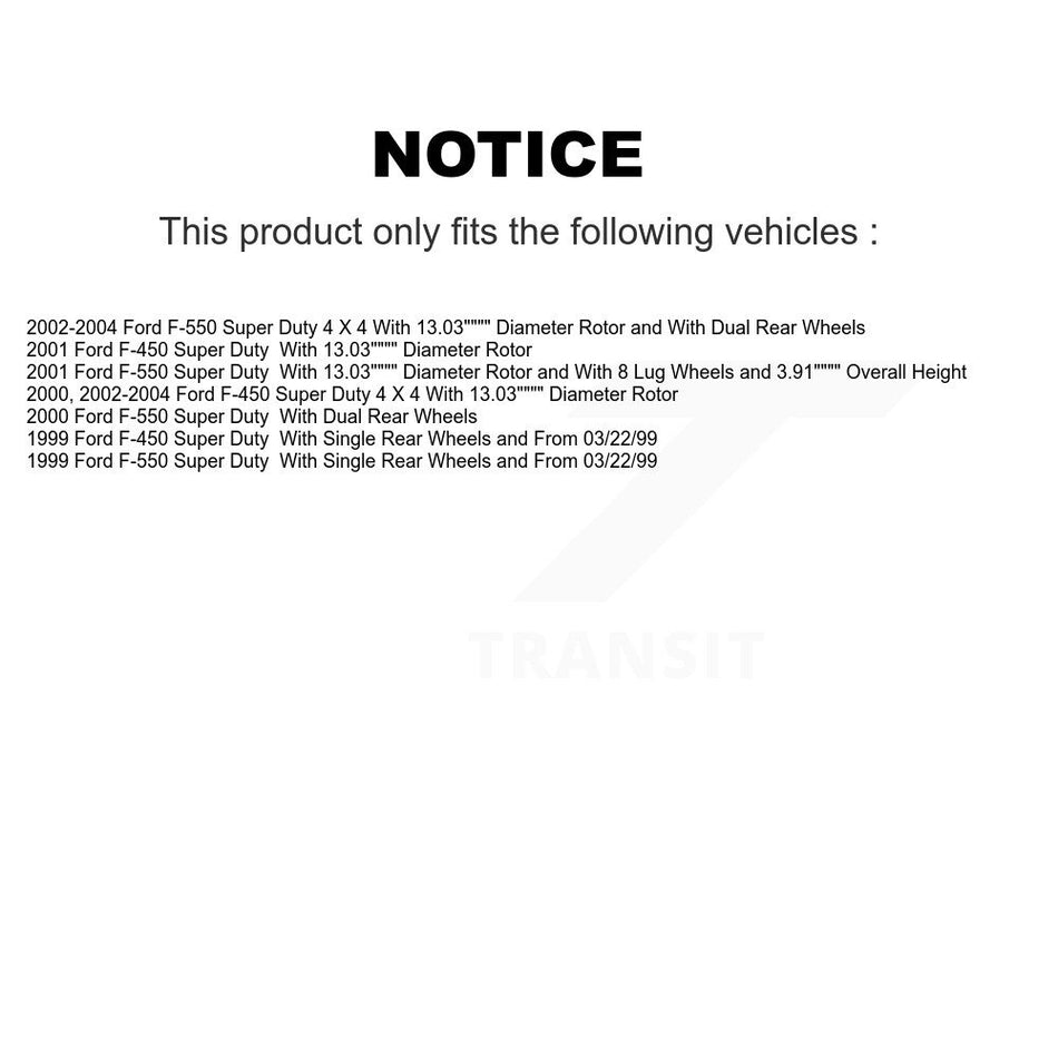 Front Coated Disc Brake Rotors And Ceramic Pads Kit For Ford F-550 Super Duty F-450 KGT-100084
