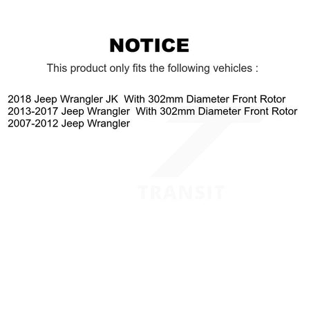 Front Coated Disc Brake Rotors And Ceramic Pads Kit For Jeep Wrangler KGT-100168