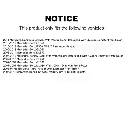 Front Coat Brake Rotor Ceramic Pad Kit For Mercedes-Benz ML350 ML320 GL350 R350 GL320 G55 KGT-100354