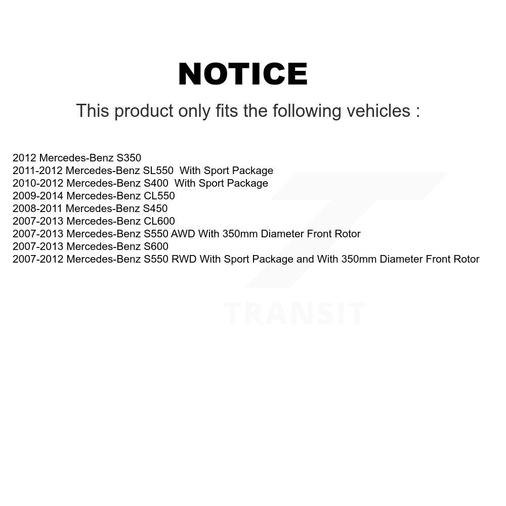 Front Coat Brake Rotors Ceramic Pad Kit For Mercedes-Benz S550 S450 SL550 CL550 S350 S400 KGT-100456