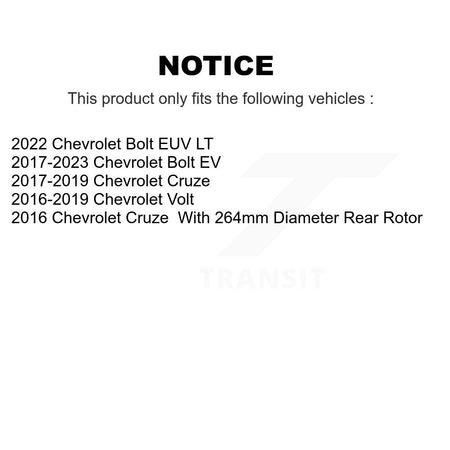 Front Rear Coated Disc Brake Rotor & Ceramic Pad Kit For Chevrolet Cruze Bolt EV Volt EUV KGT-100650