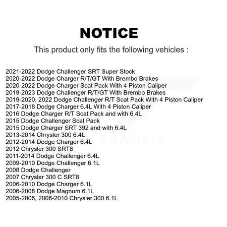 Front Rear Coated Brake Rotor & Ceramic Pad Kit For Dodge Charger Chrysler 300 Challenger KGT-100769