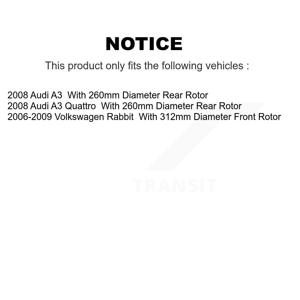 Front Rear Coated Disc Brake Rotors Ceramic Pad Kit For Volkswagen Rabbit Audi A3 Quattro KGT-100983