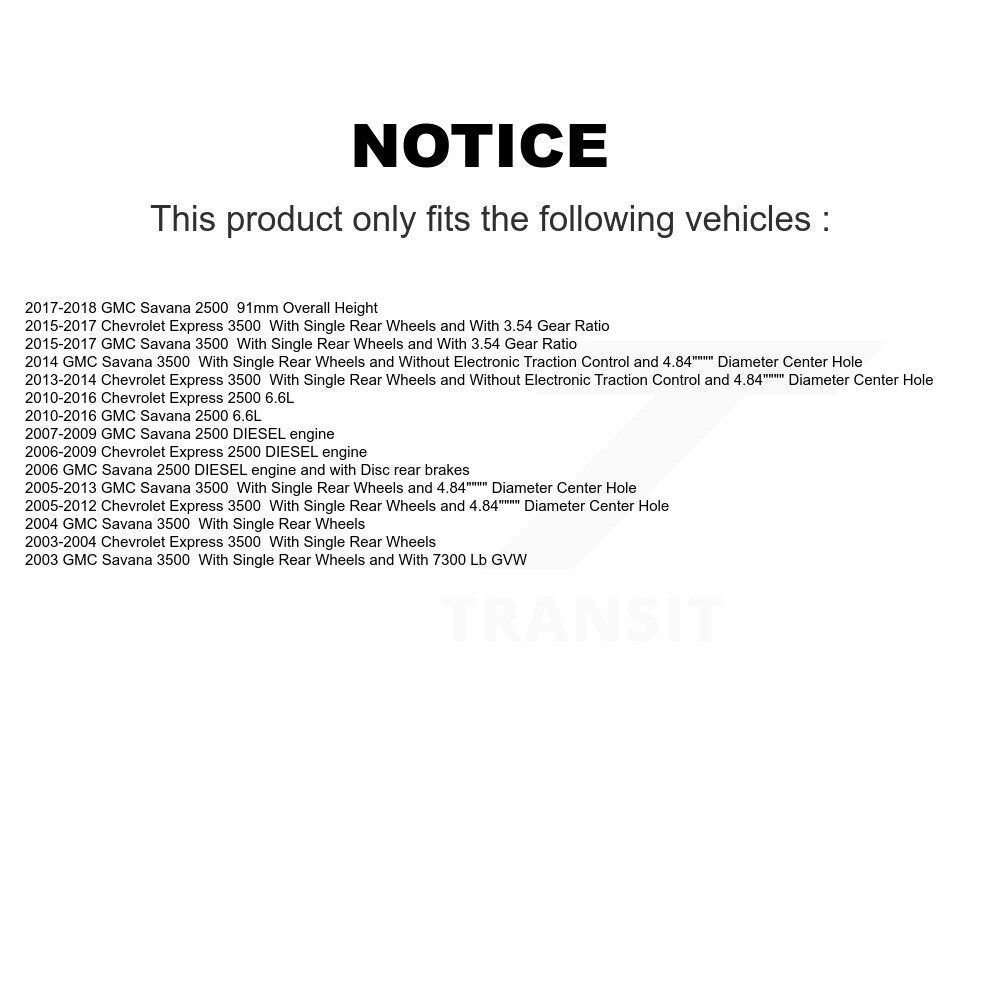 Rear Coated Disc Brake Rotor & Ceramic Pad Kit For GMC Chevrolet Savana 2500 Express 3500 KGT-101284