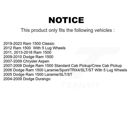 Rear Coated Brake Rotor Ceramic Pad Kit For Ram 1500 Classic Dodge Durango Chrysler Aspen KGT-101394