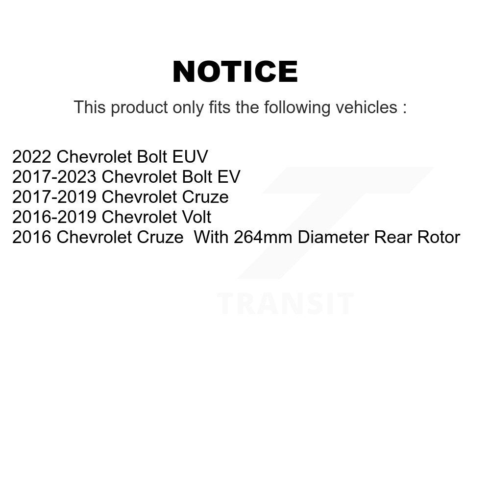Rear Coated Disc Brake Rotors And Ceramic Pads Kit For Chevrolet Cruze Bolt EV Volt EUV KGT-101686