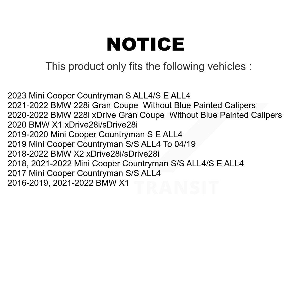 Front Coated Brake Rotor Ceramic Pad Kit For BMW X1 Mini Cooper Countryman X2 228i xDrive KGT-102035