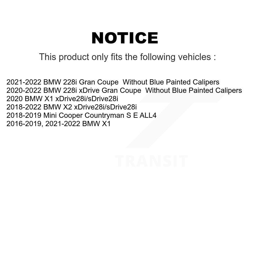 Front Rear Coated Brake Rotor & Ceramic Pad Kit For BMW X1 X2 Mini Cooper Countryman 228i KGT-102040