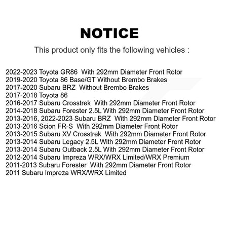 Front Coated Brake Rotor Ceramic Pad Kit For Subaru Forester Impreza XV Crosstrek Outback KGT-102068