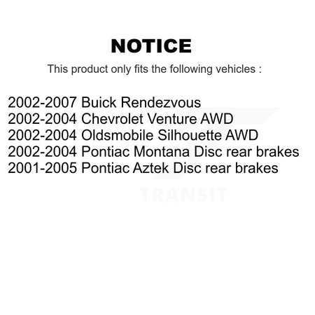 Rear Coat Disc Brake Rotor Ceramic Pad Kit For Buick Rendezvous Pontiac Montana Chevrolet KGT-102315