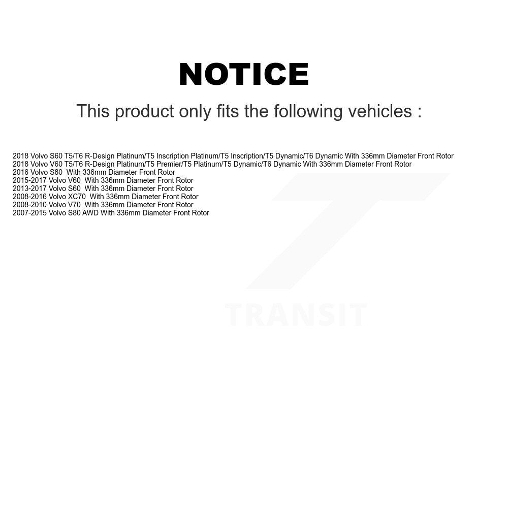 Front Coated Disc Brake Rotors And Ceramic Pads Kit For Volvo XC70 S60 V60 S80 V70 KGT-102458