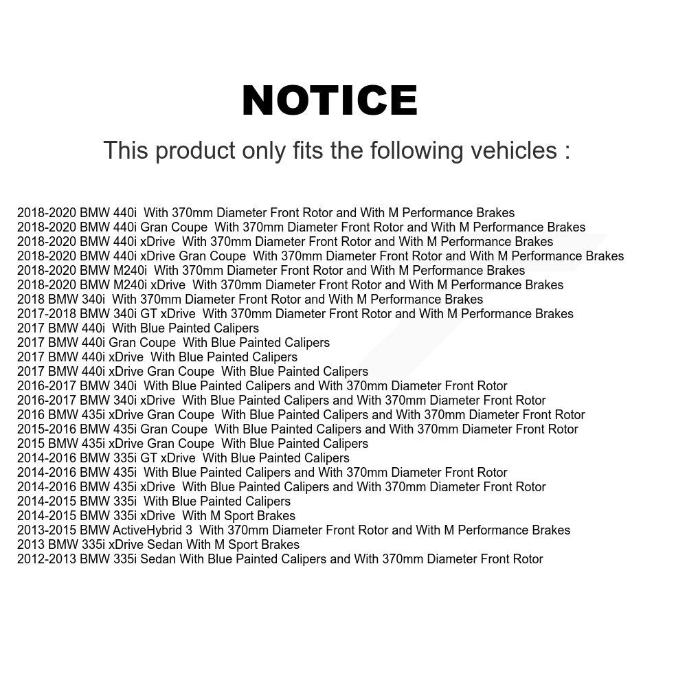 Front Coat Brake Rotor Ceramic Pad Kit For BMW 335i xDrive 340i 435i 440i Gran Coupe GT 3 KGT-102724