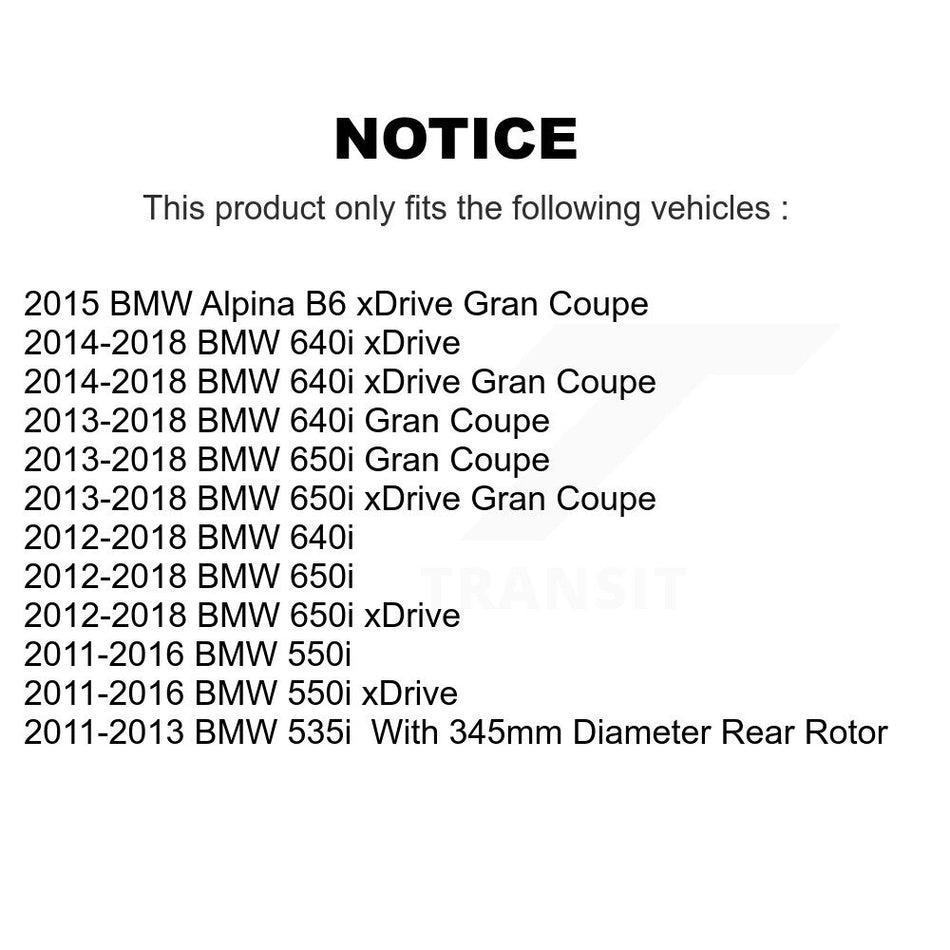 Rear Coated Brake Rotors Ceramic Pad Kit For BMW 550i xDrive 650i Gran Coupe 640i 535i B6 KGT-102763