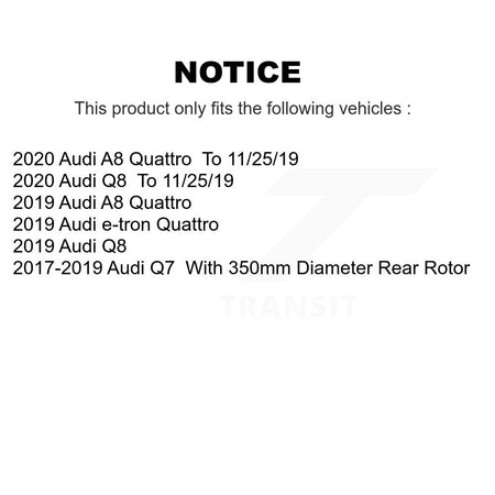Rear Coated Disc Brake Rotors And Ceramic Pads Kit For Audi Q7 Q8 e-tron Quattro A8 KGT-102773