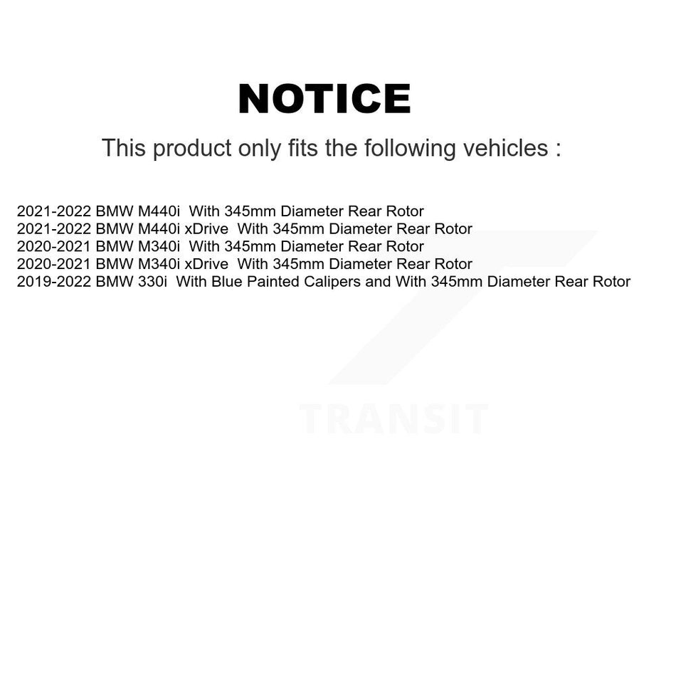 Rear Coated Brake Rotor & Ceramic Pad Kit For BMW M340i xDrive M440i Toyota GR Supra 330i KGT-103289