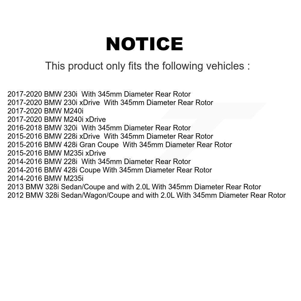 Rear Disc Coated Rotors Ceramic Pads Parking Shoes Kit For BMW 230i xDrive 228i 328i 428i KGT-103665