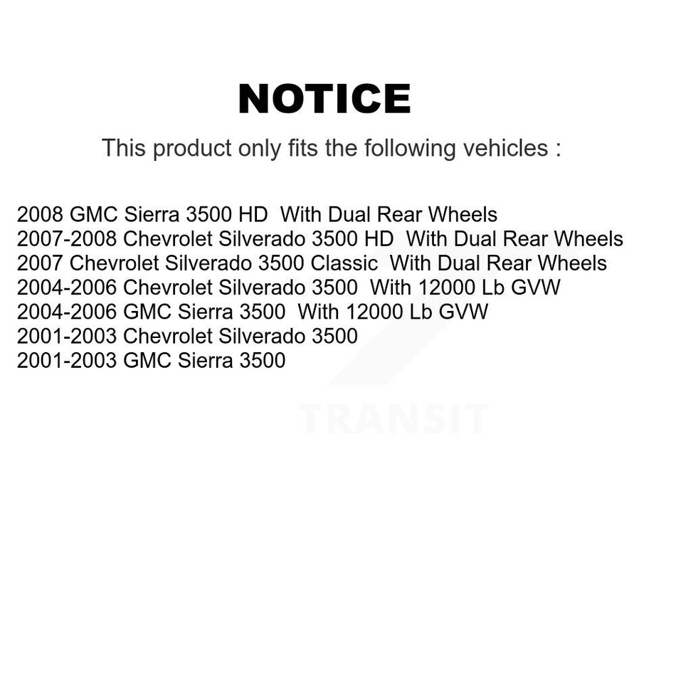 Rear Disc Coated Rotors Ceramic Pads & Parking Shoes Kit For Chevrolet GMC Silverado 3500 KGT-103753