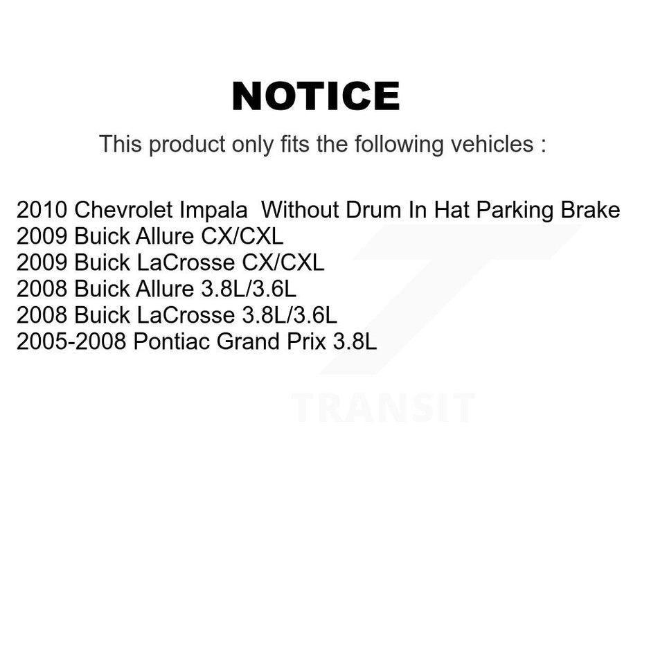 Rear Disc Coated Rotors Ceramic Pads And Parking Brake Shoes Kit For Chevrolet Impala KGT-103811