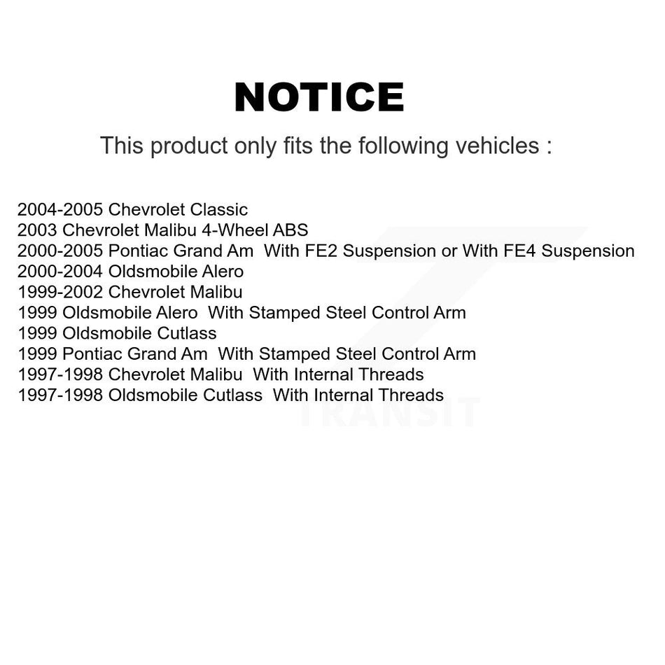Front Rotors Brake Pad Bearing Suspension Kit (15Pc) For Pontiac Grand Am Chevrolet Malibu KM-100038