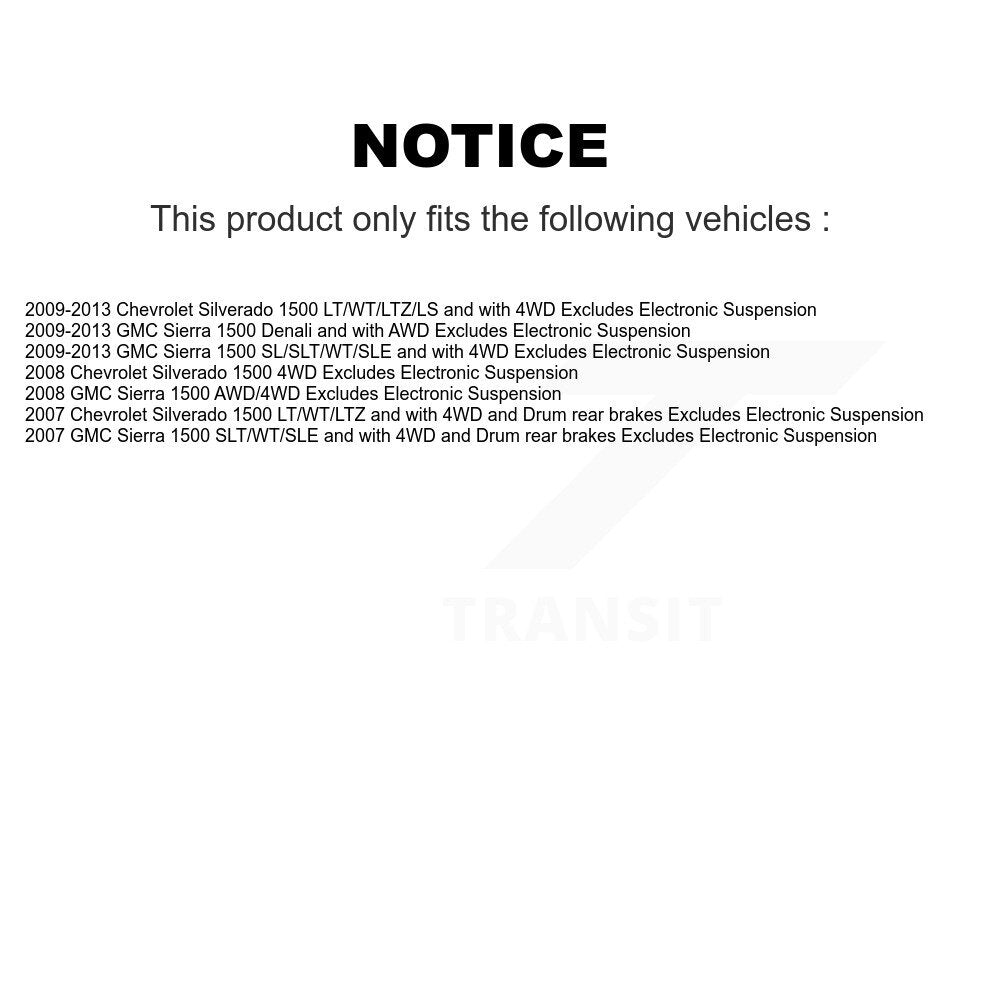 Front Disc Rotor Brake Pad Bearing Arm Suspension Kit (15Pc) For GMC Sierra 1500 Chevrolet KM-100062
