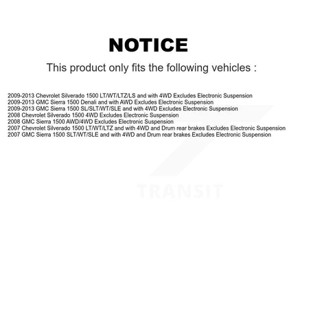 Front Disc Rotor Brake Pad Bearing Arm Suspension Kit (15Pc) For GMC Sierra 1500 Chevrolet KM-100165