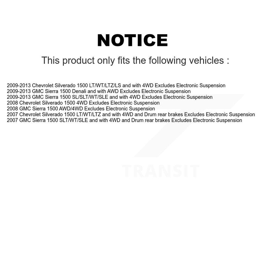 Front Disc Rotor Brake Pad Bearing Arm Suspension Kit (15Pc) For GMC Sierra 1500 Chevrolet KM-100165