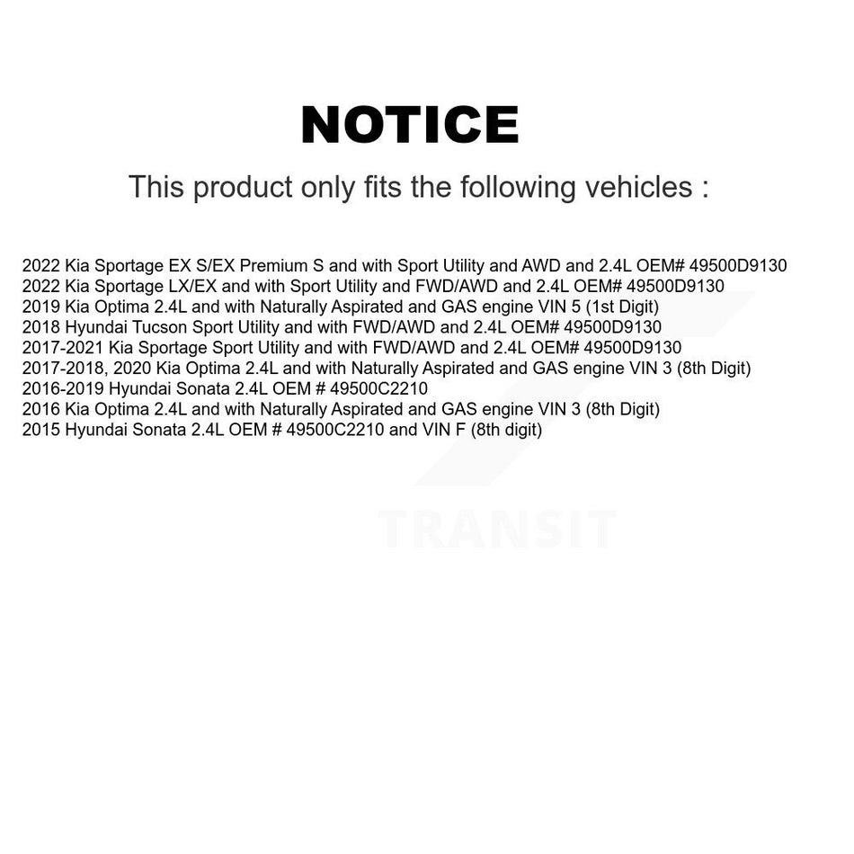 Front Left CV Axle Drive Shaft And Hub Bearing Assembly Kit For Hyundai Sonata Kia Optima KN7-100012