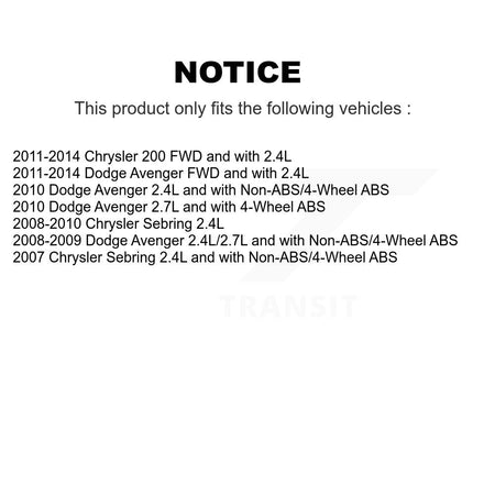 Front Left CV Axle Drive Shaft And Hub Bearing Kit For Chrysler 200 Dodge Avenger Sebring KN7-100015