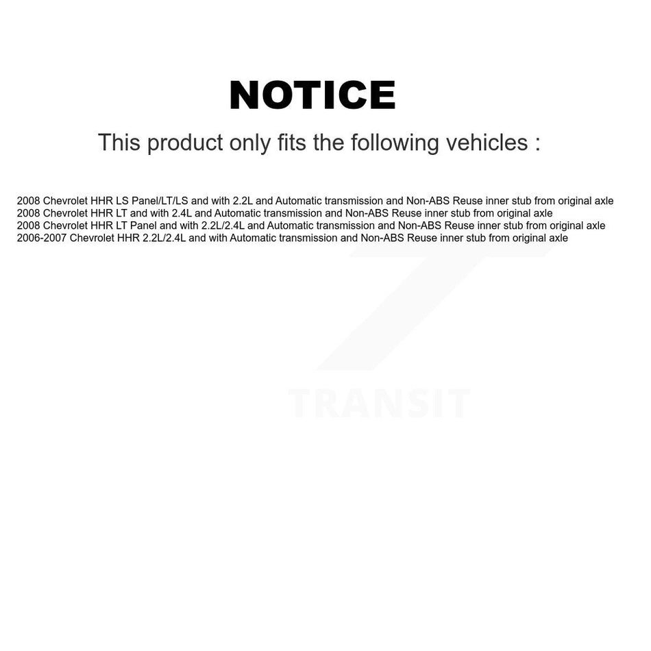 Front Left CV Axle Drive Shaft And Complete Hub Bearing Assembly Kit For Chevrolet HHR KN7-100097