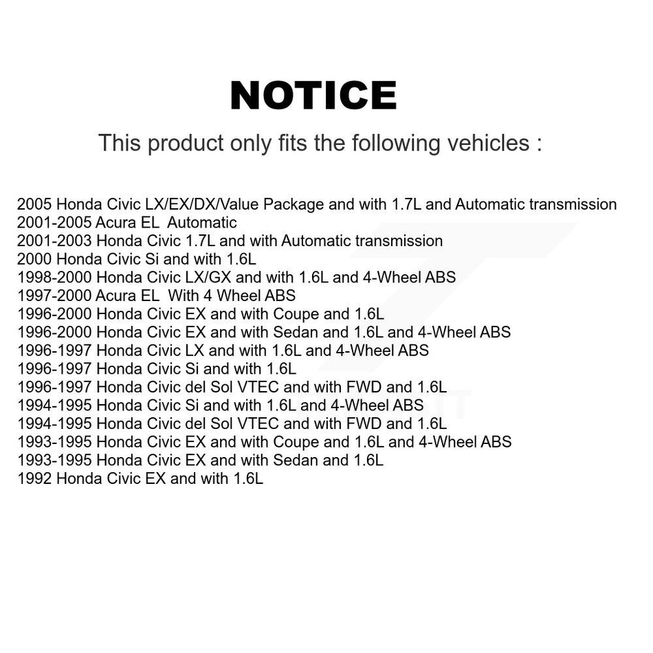 Front Left CV Axle Drive Shaft Complete Assembly And Bearing Kit For Honda Civic Acura EL KN7-100148