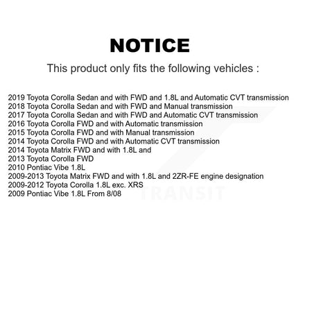 Front Left CV Axle Drive Shaft And Bearing Kit For Toyota Corolla Matrix Pontiac Vibe KN7-100159