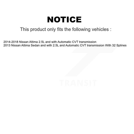 Front Right CV Axle Drive Shaft And Complete Hub Bearing Assembly Kit For Nissan Altima KN7-100242