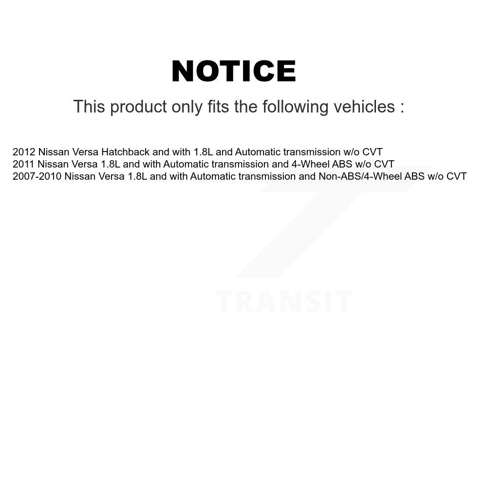 Front Right CV Axle Drive Shaft And Hub Bearing Assembly Kit For Nissan Versa w o CVT KN7-100250