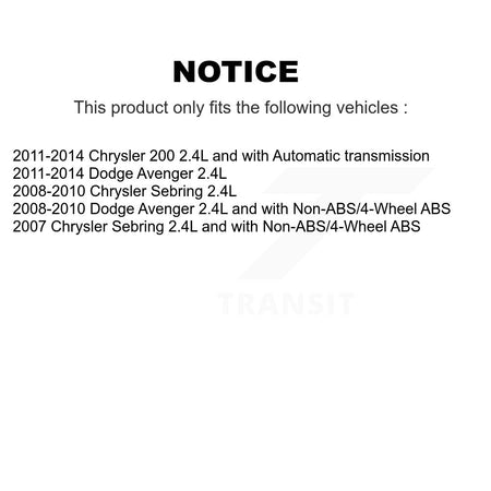 Front Right CV Axle Drive Shaft And Bearing Kit For Chrysler 200 Dodge Avenger Sebring KN7-100309