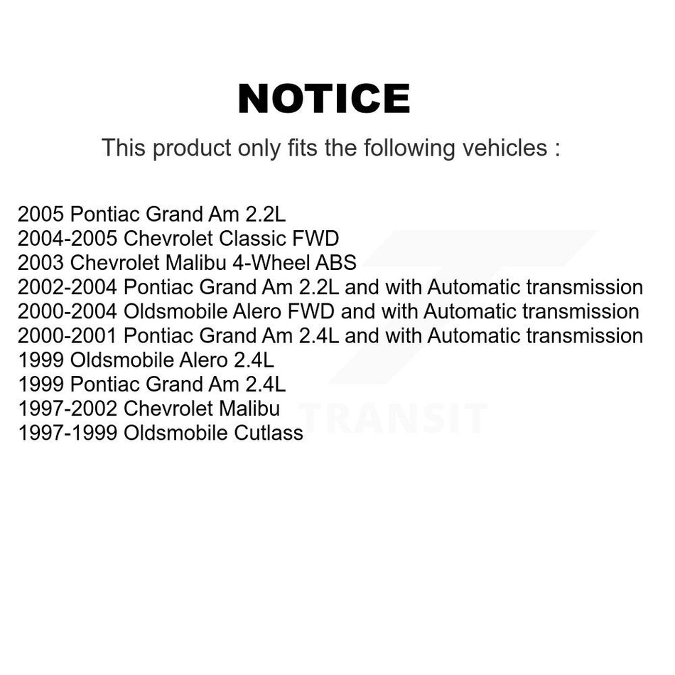 Front CV Axle Shaft & Bearing Kit For Pontiac Grand Am Chevrolet Malibu Oldsmobile Alero KN7-100367