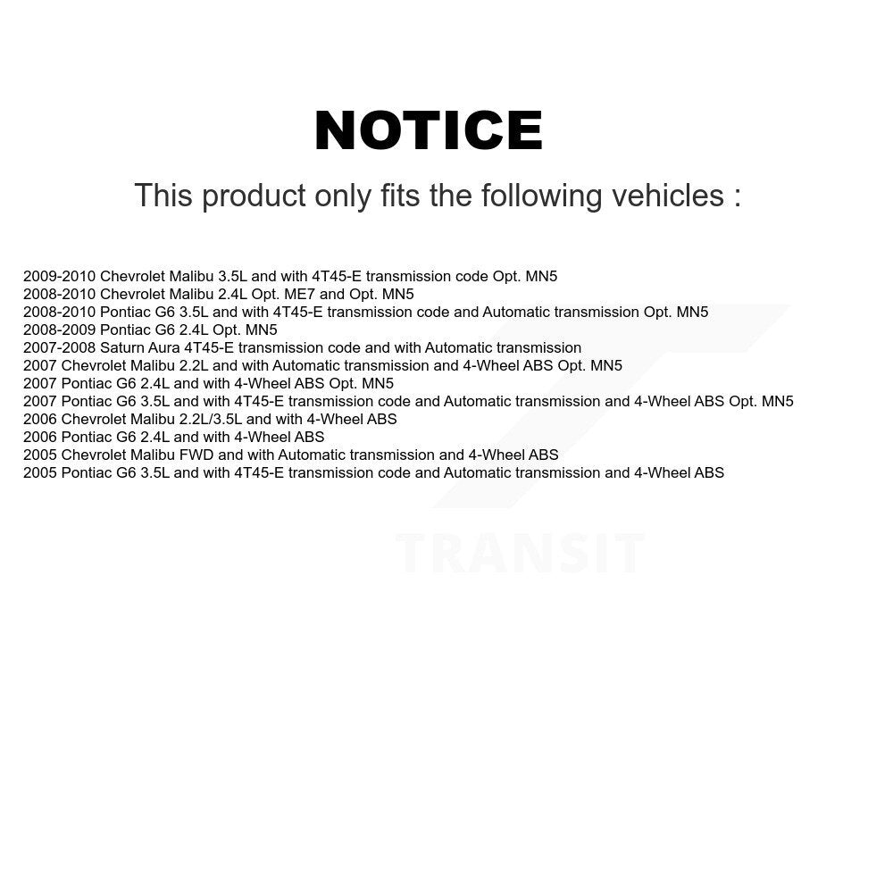 Front CV Axle Drive Shaft And Hub Bearing Kit For Chevrolet Malibu Pontiac G6 Saturn Aura KN7-100369