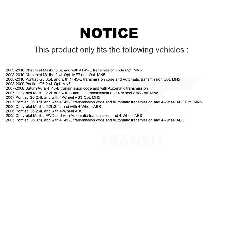Front CV Axle Drive Shaft And Hub Bearing Kit For Chevrolet Malibu Pontiac G6 Saturn Aura KN7-100369