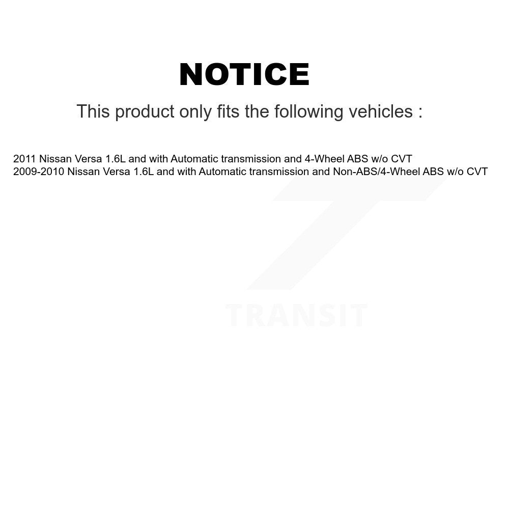 Front CV Axle Drive Shaft And Complete Hub Bearing Assembly Kit For Nissan Versa w o CVT KN7-100383