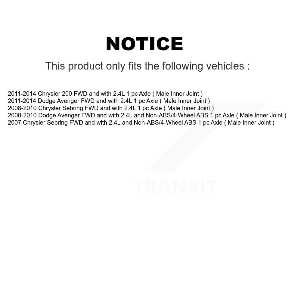 Front CV Axle Drive Shaft And Hub Bearing Kit For Chrysler 200 Dodge Avenger Sebring KN7-100385