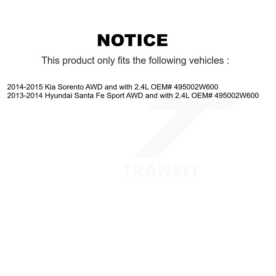 Front CV Axle Shaft And Bearing Kit For Hyundai Santa Fe Sport Kia Sorento AWD with 2.4L KN7-100427