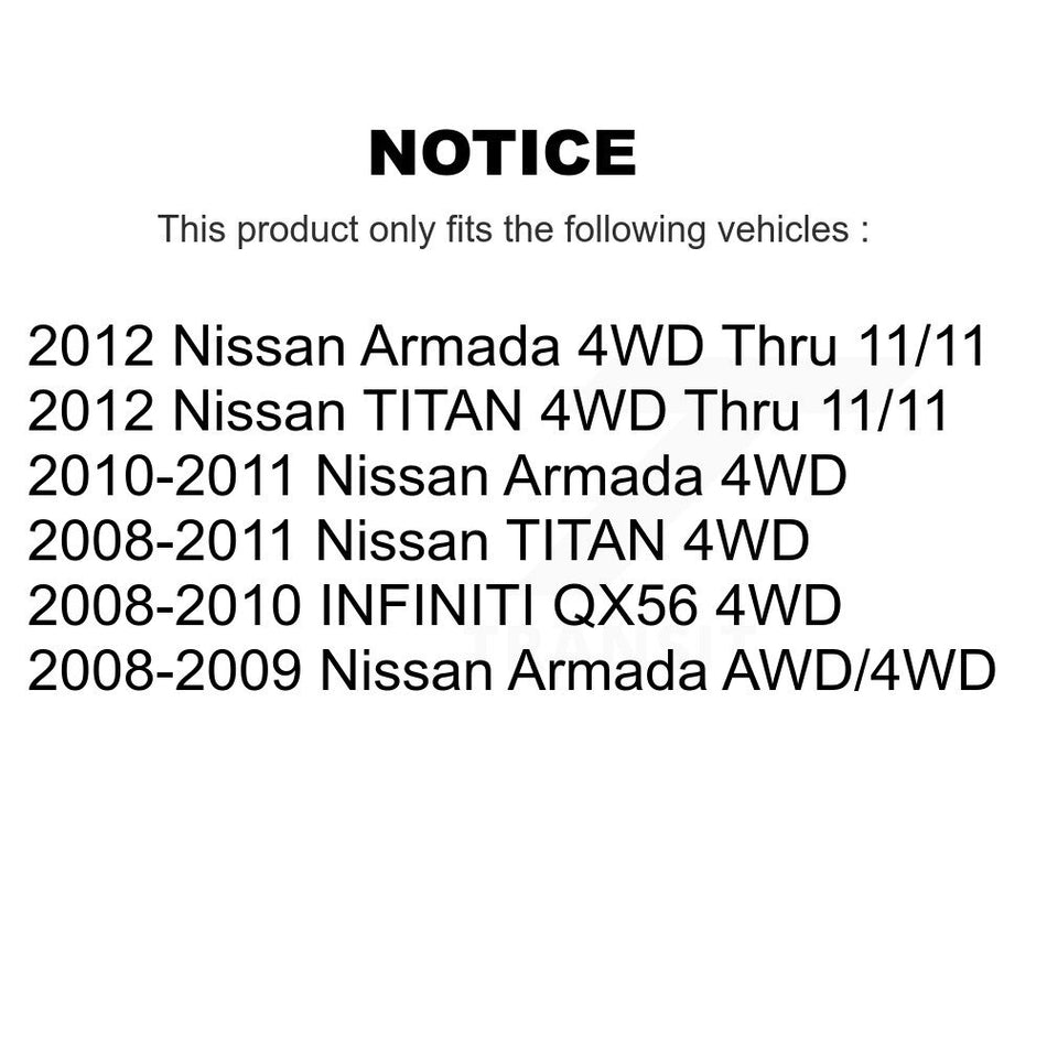Front CV Axle Drive Shaft And Wheel Hub Bearing Kit For Nissan TITAN Armada INFINITI QX56 KN7-100442