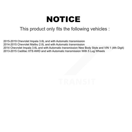 Front CV Axle Drive Shaft And Hub Bearing Kit For Chevrolet Malibu Impala Cadillac XTS KN7-100445