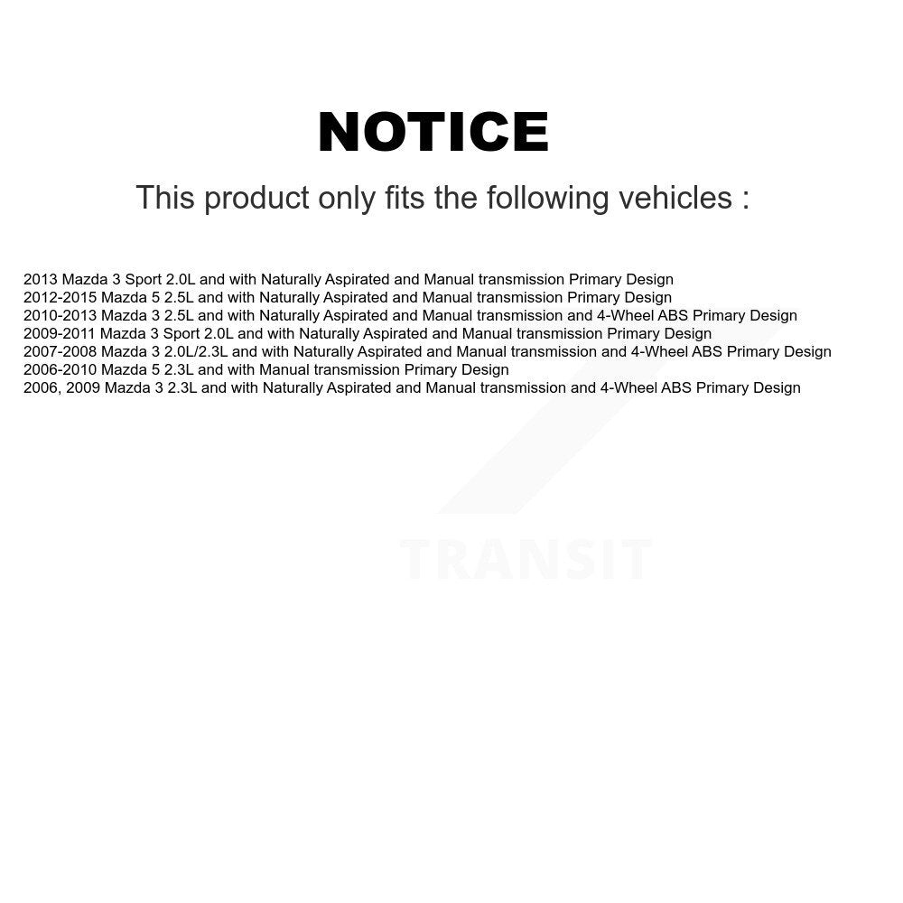 Front CV Axle Drive Shaft Assembly And Bearing Kit For Mazda 3 5 Sport Primary Design KN7-100522