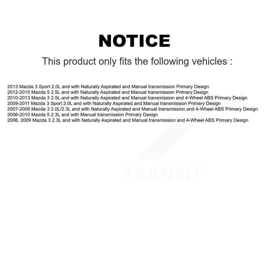 Front CV Axle Drive Shaft Assembly And Bearing Kit For Mazda 3 5 Sport Primary Design KN7-100523