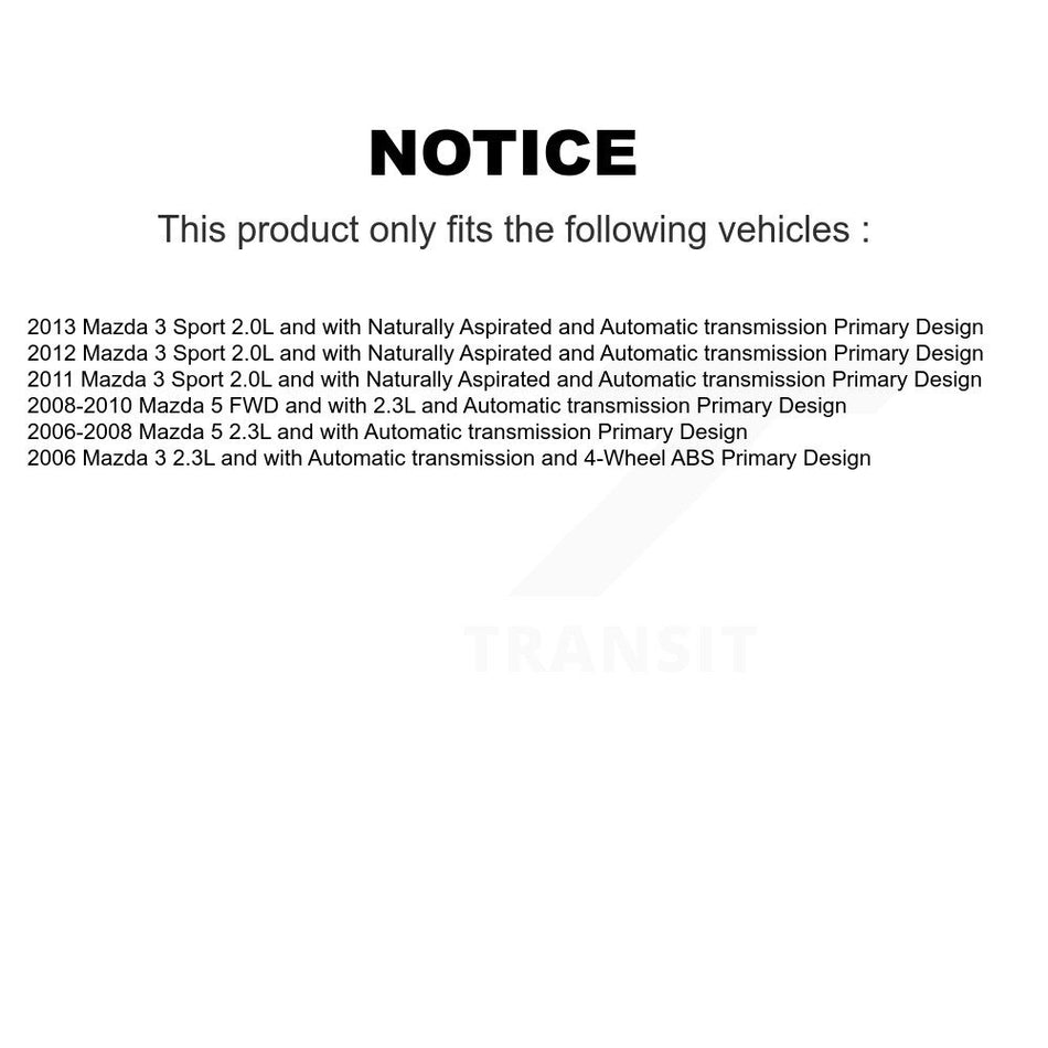 Front CV Axle Drive Shaft Assembly And Bearing Kit For Mazda 5 3 Sport Primary Design KN7-100532