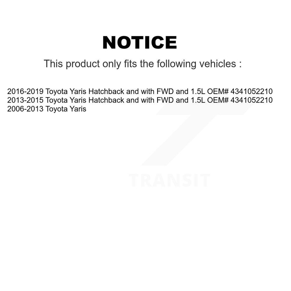 Front Right CV Axle Drive Shaft Complete Assembly And Wheel Bearing Kit For Toyota Yaris KN7-100602