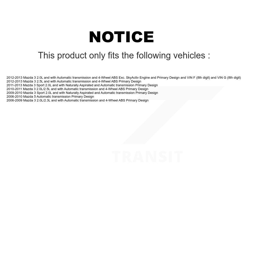 Front Right CV Axle Drive Shaft Complete Assembly And Bearing Kit For Mazda 3 5 Sport KN7-100603