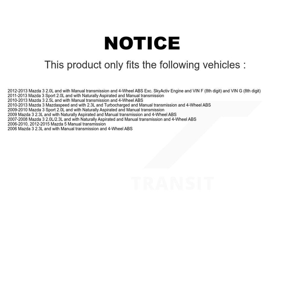 Front Right CV Axle Drive Shaft Complete Assembly And Bearing Kit For Mazda 3 5 Sport KN7-100604